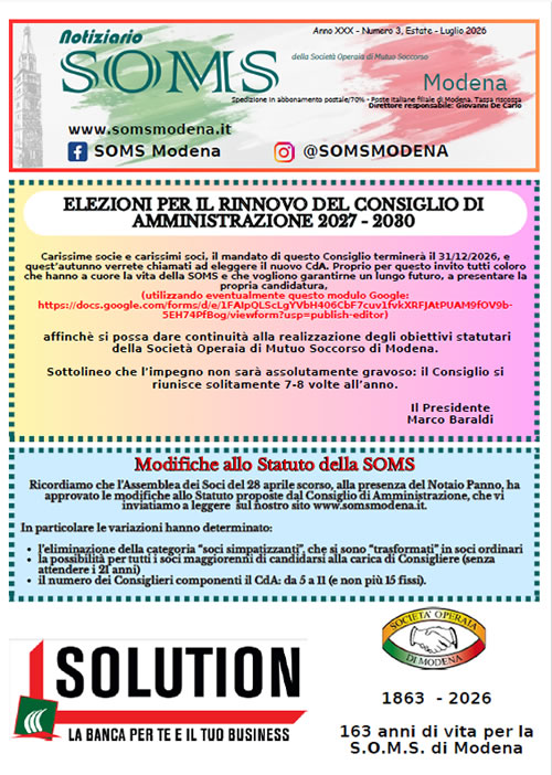 luglio-26 Notiziario SOMS Luglio 2026<br />